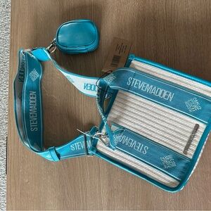 Steve Madden Blue and White Satchel